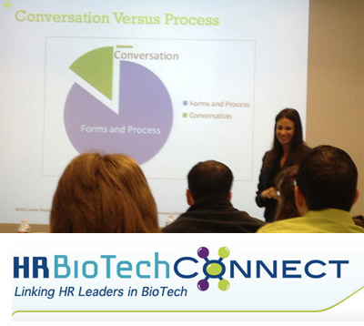 Jamie Resker spoke on the topic of performance management at a February 2013 meeting of the HR BioTech Connect group.